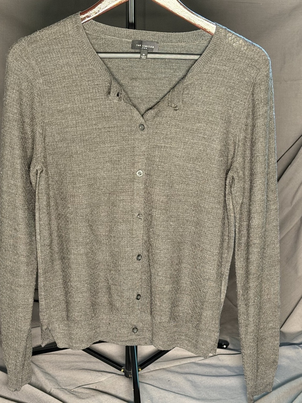 The Limited Merino Wool Blend Button Knit Sweater in Dark Grey